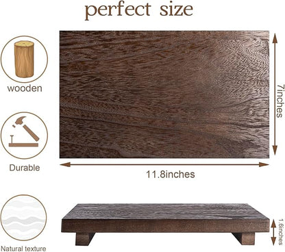 zoocatia Small Wood Tray Pedestal Stand Farmhouse Bathroom Decor Decorative Wooden Riser Kitchen Soap Dish Holder for Vanity, Counter, Sink, Large 11.8" x 7" - Walnut