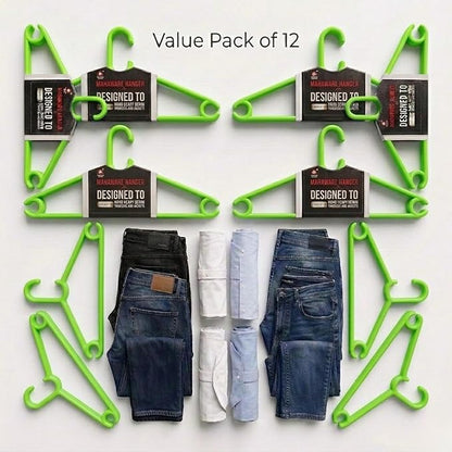 Sturdy Polypropylene Hanger, Pack of 12,Green l Cloth Hanger l Dress Hangers l Hanger for Clothes Hanging