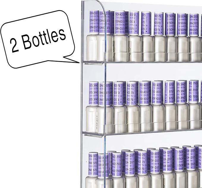 AMT 6 Tier Acrylic Nail Polish Racks for the Wall, Holds up to 180 Bottles, CLEAR Nail Polish Display, Essential Oils Organizer. Plus a Microfiber Cloth for Cleaning Purposes