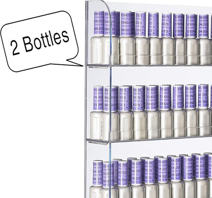 AMT 6 Tier Acrylic Nail Polish Racks for the Wall, Holds up to 180 Bottles, CLEAR Nail Polish Display, Essential Oils Organizer. Plus a Microfiber Cloth for Cleaning Purposes