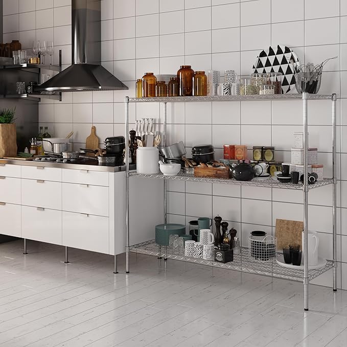 21" Deep x 60" Wide x 54" Height Wire Shelving Kit | 3-Tier | NSF Commercial Storage Rack Unit