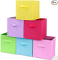 6 Pack Fabric Storage Bins, 10.6 Inch Colorful Cloth Organizer Baskets, Foldable Fabric Storage Cubes with Handles, Multi Colored Collapsible Bins for Toys Closet Bedroom Living Room(6 Color)