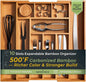 keechee Carbonized Bamboo Kitchen Drawer Organizer, 10 Slots Expandable Silverware Organizer, Utensil Holder & Cutlery Tray, 2.2" Deep for Extra Capacity, Non-Slip Feet Included