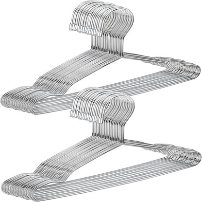 Jeffbaubl 50 Pack Metal Clothes Hangers, 12.5in/32cm Wire Hangers, Stainless Steel Hanger Non-Slip, Heavy Duty Closet Hanger Ultra Thin Space Saving for Hanging Coats Shirts T-Shirt