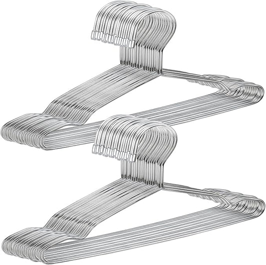 Jeffbaubl 50 Pack Metal Clothes Hangers, 12.5in/32cm Wire Hangers, Stainless Steel Hanger Non-Slip, Heavy Duty Closet Hanger Ultra Thin Space Saving for Hanging Coats Shirts T-Shirt