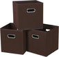 Black Fabric Cubby Storage Bins,13x13x13 Inches ,Cube Organizer Bin Foldable Storage Boxes with Dual Handles Fabric Organizer Box and collapsible Storage basket,Set of 3,Coffee