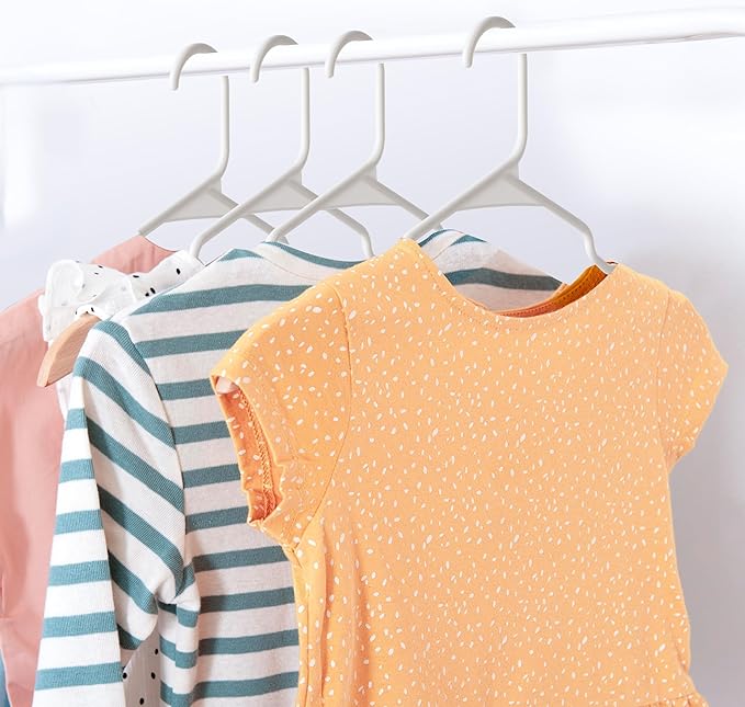Simple Deluxe 50 Pack Plastic Hangers, Lightweight and Space-Saving Hangers, Durable Clothes Hangers for Shirts, Coats, Dresses, Pants, White