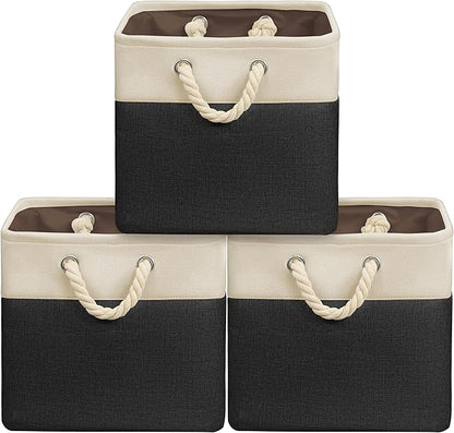 Simple Houseware 13" x 13" Large Fabric Storage Cubes for Closet and Cube Organizer, 3 Pack, Black
