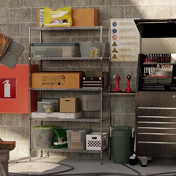 21" Deep x 48" Wide x 86" Height Wire Shelving Kit | 5-Tier | NSF Commercial Storage Rack Unit