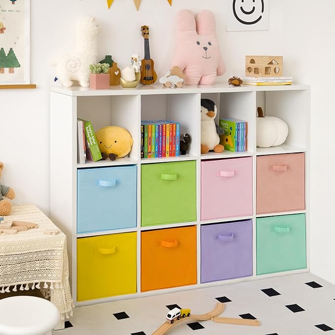 GRANNY SAYS 13 Inch Cube Storage Bins, Colorful Cube Storage Organizer, Fabric Storage Bins, Storage Cubes for Shelves, Closet, Toy Storage Bins for Kids Room, Play Room, Colour, 8-Pack