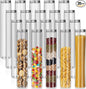 20 Pcs Plastic Jars with Lids 20 oz Plastic Food Storage Jar Spaghetti Containers Cylinder Containers with Screw on Lids for Dry Goods, Spice, Noodles, Spices and More(Silver)