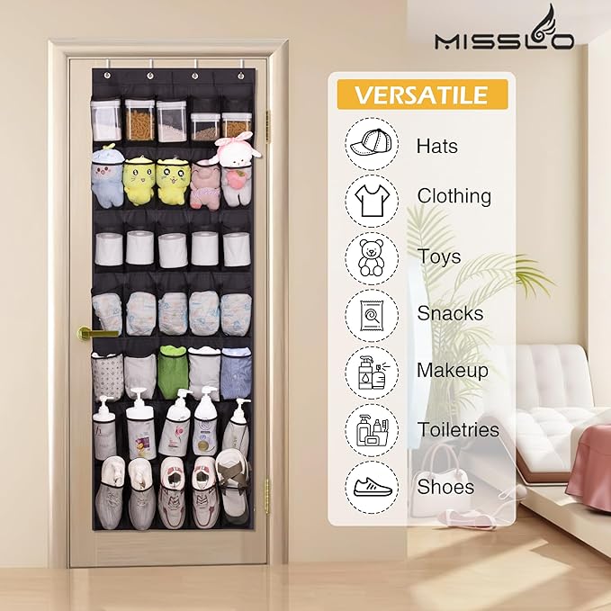 MISSLO 35 Large Pockets Over the Door Shoe Rack for Door Sturdy Oxford Over the Door Shoe Organizer Closet Hanging Shoe Holder Hanger