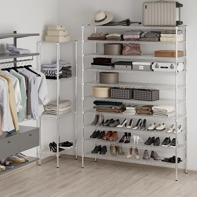 18" Deep x 60" Wide x 86" Height Wire Shelving Kit | 10-Tier | NSF Commercial Storage Rack Unit