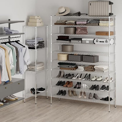 18" Deep x 60" Wide x 86" Height Wire Shelving Kit | 10-Tier | NSF Commercial Storage Rack Unit