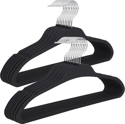 Rubber Coated Hangers 20 Pack, Non-Slip Clothes Hangers with Rustproof Hooks, Space Saving Thin Design for Closet/Retail/Home