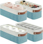 Bagnizer Small Fabric Storage Baskets, 15x6x5 inch Narrow Storage Bins 4-Pack Long Storage Basket for Organizing with Handles, Decorative Basket for Closets, Shelves, Toilet Paper, Teal