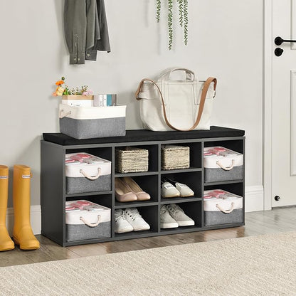 Storage Bins with Sturdy Cotton Handles(1 Pack), Fabric Storage Baskets for Organizing use for Office & Home, Book, Clothes, Toys, Closet Boxes (Small, Grey-White, 12.2x8.3x6.3 inches)