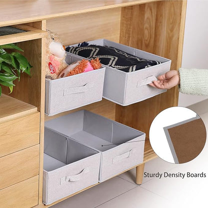 Clothings Collapsible Storage Bins, Foldable Drawer Organizers Closet Storage Baskets Cube Storage Bin for Bedroom Living Room (4 Pack, Grey, 15.4x11.4x5.5inch)
