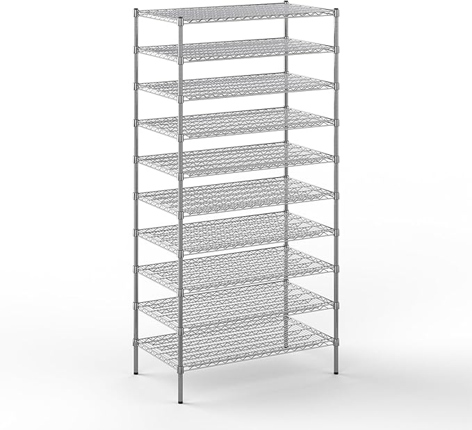 24" Deep x 42" Wide x 86" Height Wire Shelving Kit | 10-Tier | NSF Commercial Storage Rack Unit