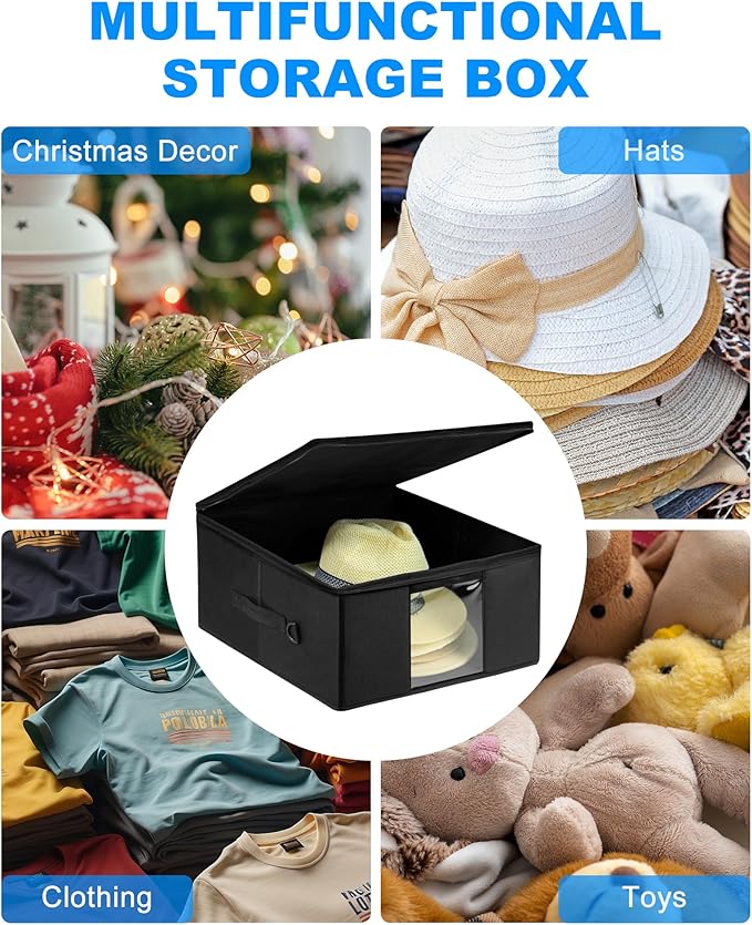 Teraves Large Cowboy Hat Storage Box, All Around Hardboard Support, Crush-Proof, Dust-Proof, Wide Brims Hat Travel Case with Shoulder Strap Carrying Handle and Trolley Sleeve, Black