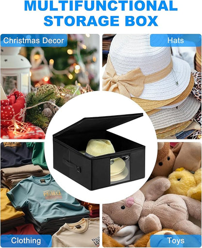 Teraves Large Cowboy Hat Storage Box, All Around Hardboard Support, Crush-Proof, Dust-Proof, Wide Brims Hat Travel Case with Shoulder Strap Carrying Handle and Trolley Sleeve, Black