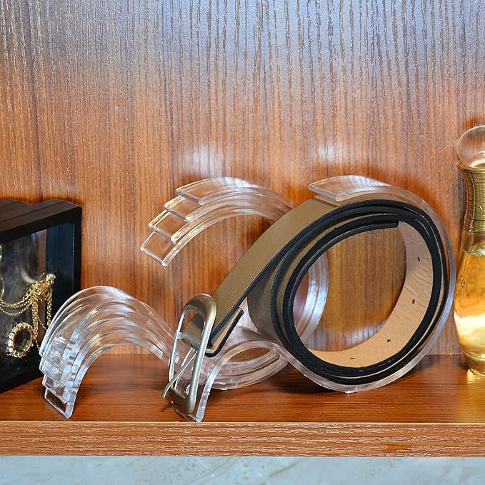 OILCUP 10 PCS Acrylic Belt Display Stand for Men and Women Belt, Rack Holder Closet Organizer Space Saver Case for Store Display or Home Use