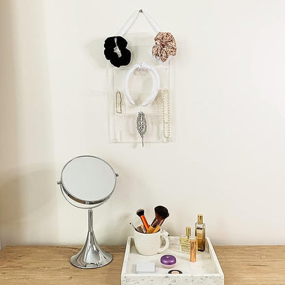FROG SAC Jewelry Organizer, Clear Acrylic Bracelet and Necklace Holder, Headband Storage Organization, Hair Scrunchie Stand for Room, Wall Mounted Hanging Organizers, Bedroom Vanity Ring Display