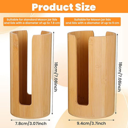 DIVINA VITAE 2 Pcs Mason Jar Lid Organizer (Wide Mouth & Regular Mouth) Bamboo Mason Jar Lid Storage Canning Vertical Storage Holder for Home Kitchen Organization & Tumbler Lids