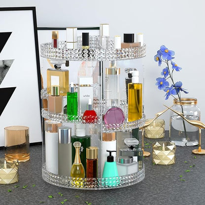 Awenia Makeup Organizer 360-Degree Rotating, Adjustable Makeup Storage, 7 Layers Large Capacity Cosmetic Storage Unit, Fits Different Types of Cosmetics and Accessories, Plus Size(Acrylic Clear)