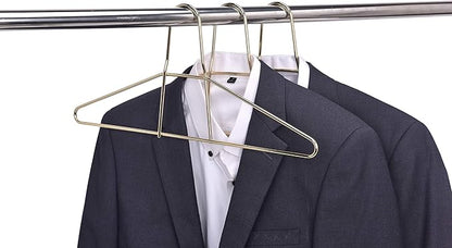 Quality Hangers Metal Hangers – Heavy Duty Hangers – Anti Theft Wire Hangers Suitable for Suits Coat Jacket – Hangers for Shuls Gyms Retail Stores Hotels – Can Carry Up to 200LBs (Gold, 60 Pack)