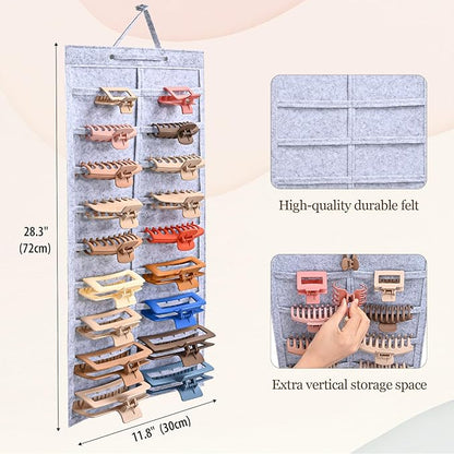 Lolalet Hair Claw Clip Organizer, 2 Pack Hanging Hair Clip Organizer Storage for Women Girl, Wall-Mounted Hair Claw Clip Holder Organizer, Claw Clip Storage Display for Wall Door Closet -Grey