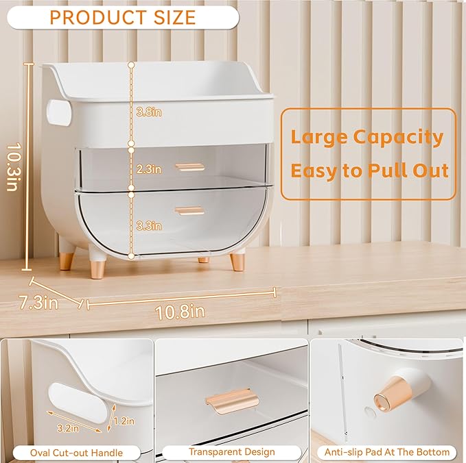 Yieach White Make up Organizers for Counter,Vanity and Dresser,Bathroom Makeup Organizer Countertop,Large Makeup Storage Organizer for Hair Tool,Beauty Products,Skin Care and Cosmetic Display Cases