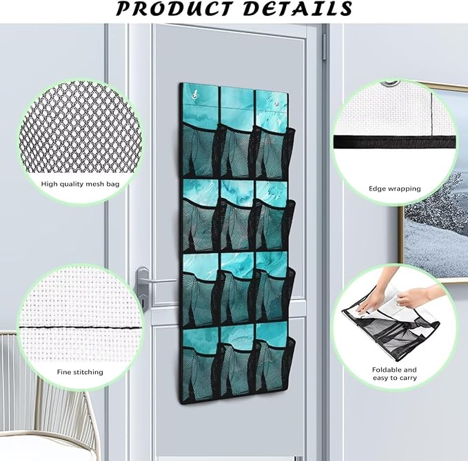 Generic Blue Marble Over The Door Shoe Organizer Hook Design Shoes Rack Storage Organizer Over The Door Can Be Easily Folded Into A Flat Shape for Easy Storage and Carrying
