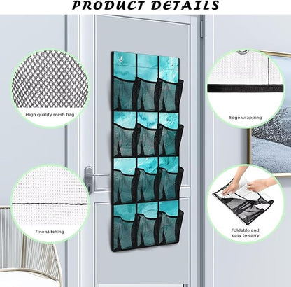 Generic Blue Marble Over The Door Shoe Organizer Hook Design Shoes Rack Storage Organizer Over The Door Can Be Easily Folded Into A Flat Shape for Easy Storage and Carrying