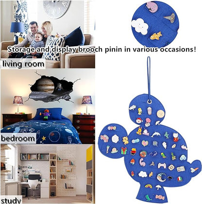 Hanging Brooch Pin Organizer Enamel Pin Display Cute Cartoon Shape Brooch Pin Display Storage Holder for Brooch Pin(Without Accessories ) (black+blue)