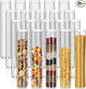 20 Pcs Plastic Jars with Lids 20 oz Plastic Food Storage Jar Spaghetti Containers Cylinder Containers with Screw on Lids for Dry Goods, Spice, Noodles, Spices and More(White)