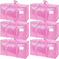 TICONN 6 Pack Extra Large Moving Bags Heavy Duty with Zippers & Carrying Handles, Durable Storage Bags Moving Boxes for Closet Organizers and Storage (6 Pack, Pink)