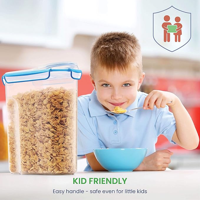 Extra Large Cereal Containers Storage Set - [2 Pack,168oz. 21 cup] Airtight Silicone Sealed Locking Lids extents freshness - Space Saving Kitchen Pantry Containers - Food storage containers For Flour.