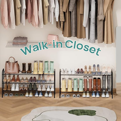 viewcare Long Shoe Rack for Closet, 3-Tier Extra Long Shoe Rack for Entryway & Garage, Sturdy Metal Construction, Shoe Organizer Holds 15-18 Pairs