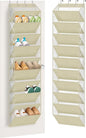 AOODA 10 Tier Clear Over the Door Shoe Organizer Storage, Deep Pockets Large Hanging Shoe Rack for Closet Door, Fit 20 Pairs Shoe Holder Hanger for Sneakers, Boots (Deep beige)