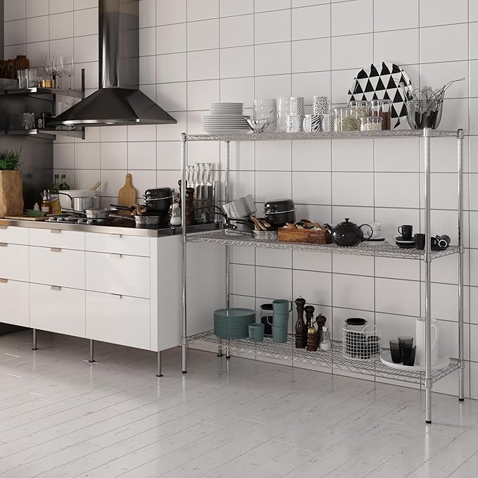 18" Deep x 60" Wide x 54" Height Wire Shelving Kit | 3-Tier | NSF Commercial Storage Rack Unit