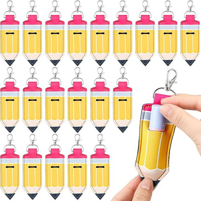 Abbylike Lipstick Holder Keychain Lip Balm Lipstick Keychain Hold Bulk portable Lip Balm Bag with Hook for Women Teacher Gift
