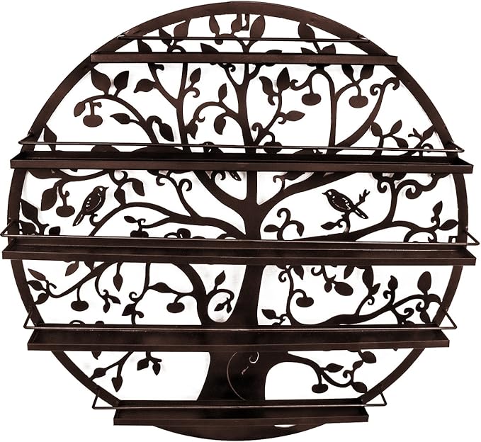 Sorbus® Wall Mounted 5 Tier Nail Polish Rack Holder - Tree Silhouette Round Metal Salon Wall Art Display (Bronze)