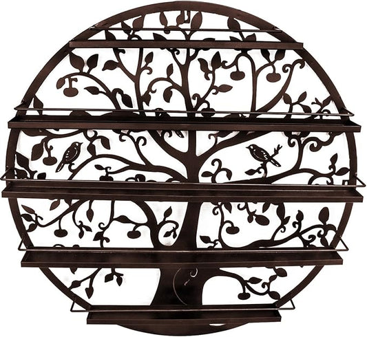 Sorbus® Wall Mounted 5 Tier Nail Polish Rack Holder - Tree Silhouette Round Metal Salon Wall Art Display (Bronze)