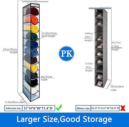Legging Organizer for Closet Hanging, Legging Storage Bag Can Holds 24 Leggings Jeans or Shirts, Heavy Duty Metal Hooks for Over Door Storage, Wardrobe Clothes Storage