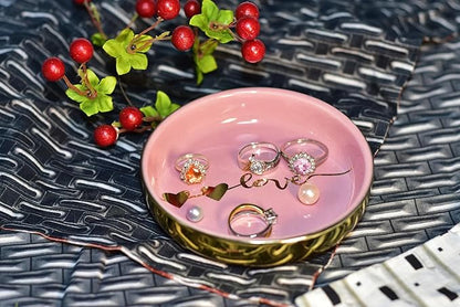 Ceramic Tray Love Dish Bowl Jewelry Holder Trinket Tray for Rings Earrings Necklace Organizer,Bridesmaid Christmas Birthday Gift for Women Girls