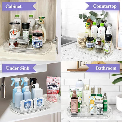 Incostar 360° Rotating Lazy Susan Turntable Organizer - Multifunctional 11.8" x 8.7" Rectangular Organizer for Refrigerator, Cabinet, Pantry, and Kitchen Countertop