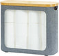Toilet Paper Basket, Toilet Paper Storage with Lid for 12 Rolls, Bathroom Storage Organizer with Bamboo Lid, Grey