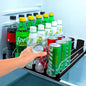 Drink Organizer for Fridge. Upgraded Drink Holder for Fridge with Larger Stopper Height. Width Adjustable Automatic Soda Can Organizer with Lock. Holds 25 Cans (5 Rows, Black)