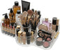 Rotating Makeup Organizer Countertop for Vanity, Cologne Organizer for Men, 360° Spinning Cosmetic Display Case with Brush Holder, Premium Handles, Acrylic Skincare Storage for Bathroom Countertop